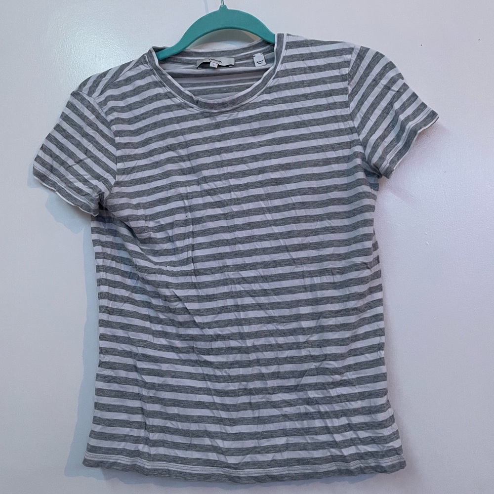 Gray + White Striped Top